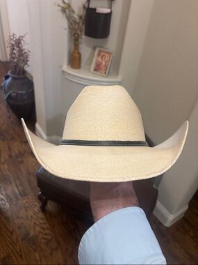 Men's palm leaf Cowboy Hat with Black Band - Natural